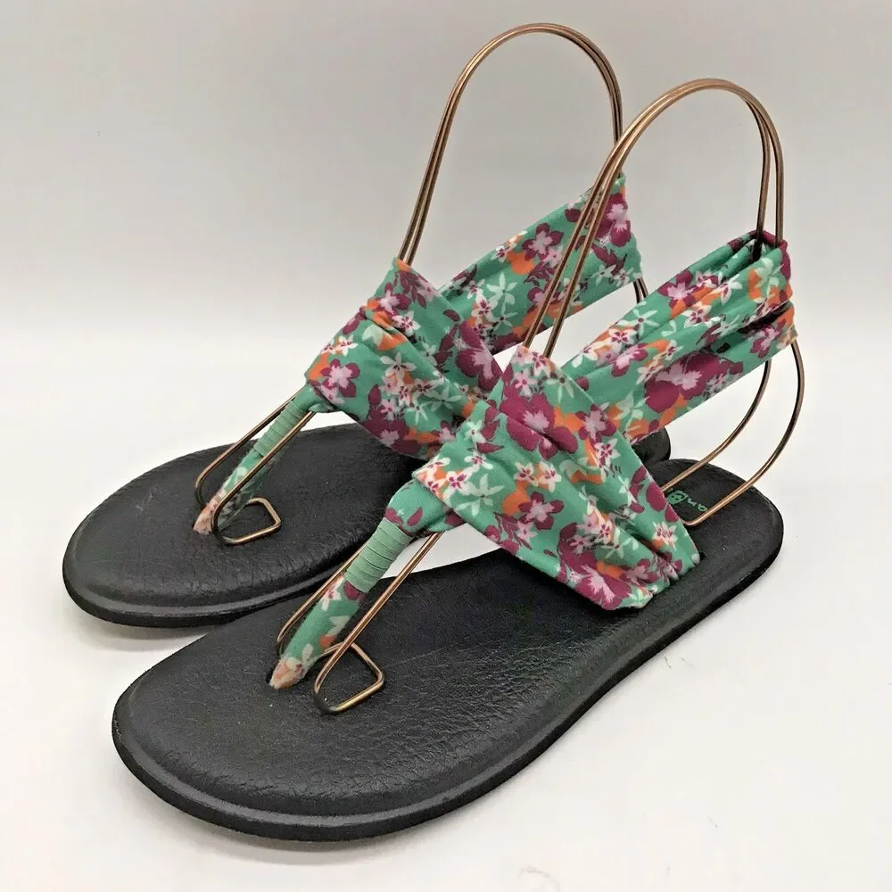 Sanuk Yoga Sling 2 Sandals Women's 8 Multicolor Toe-Post Comfort Flats 1015891